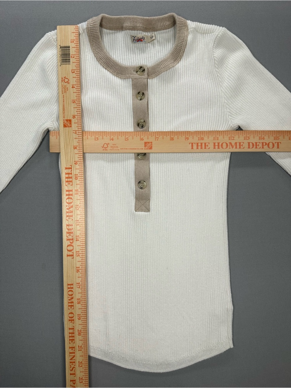 Faherty Mikki Henley Ribbed Sweater w/ Neutral Colorblocking - Fits XS (Label S) - Picture 15 of 15